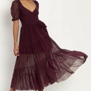 Midnight Delight Mauve Wrap Midaxi Dress
